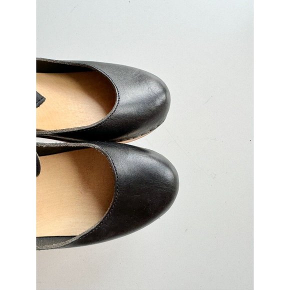 SWEDISH HASBEENS Black Leather Mary Jane Clog Sandals Mules Pumps, Size 37 - Picture 6 of 14